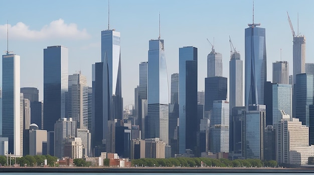 Eine Skyline der Stadt mit einem Wolkenkratzer im Hintergrund