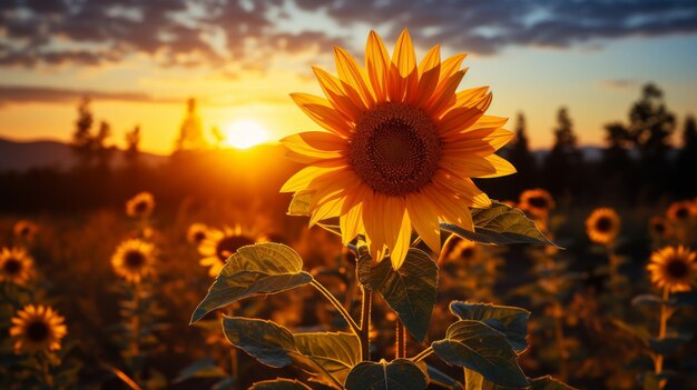 Eine Sonnenblume, die sich der Sonne zuwendet, erzeugt von KI