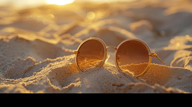 Eine Sonnenbrille am Sandstrand