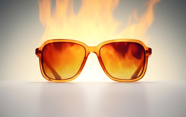 Eine Sonnenbrille mit dem Wort Feuer auf der Vorderseite