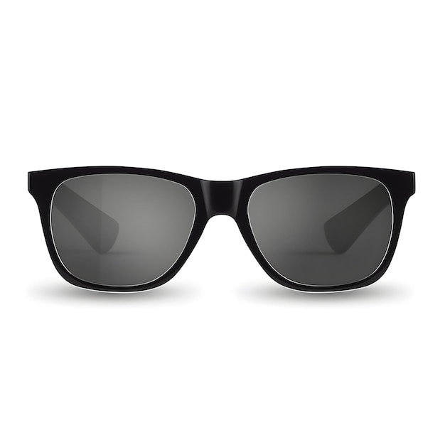 Eine Sonnenbrille mit schwarzem Rahmen und schwarzem Glas.