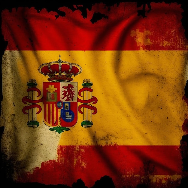 Eine spanische Flagge mit einer rot-weißen Flagge darauf