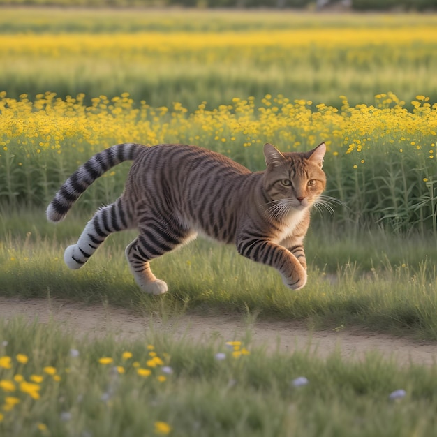 Foto eine spielerische katze im garten