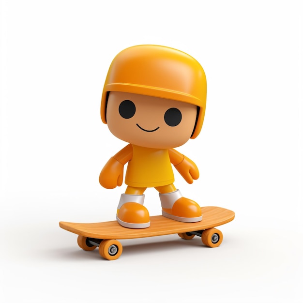 Eine Spielzeugfigur fährt auf einem Skateboard