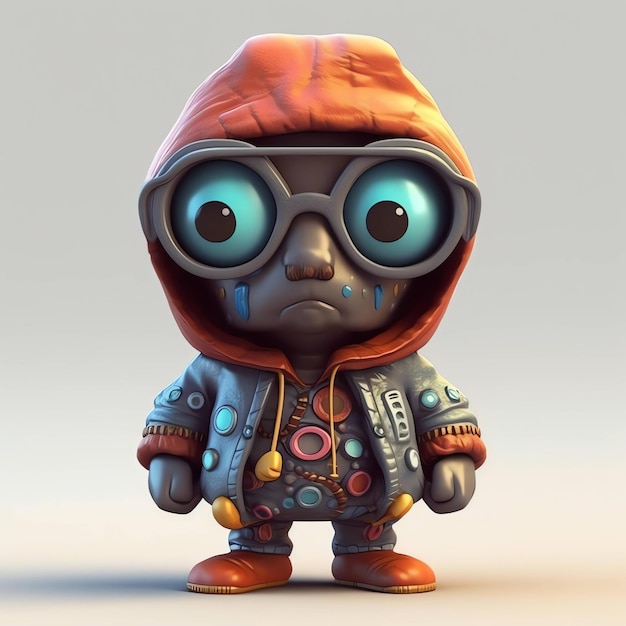 Eine Spielzeugfigur mit Kapuze und Brille, auf der steht: „Ich bin kein Roboter“