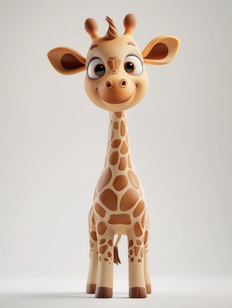 Eine Spielzeuggiraffe mit großen Augen und einem langen Hals