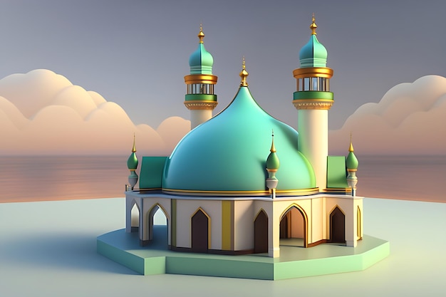 eine Spielzeugmoschee, eine 3D-Rendering-Umweltkunst