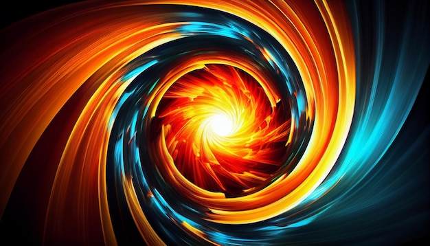Eine Spirale, durch die blaues und orangefarbenes Licht fällt.