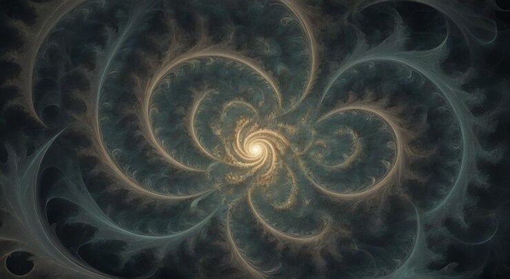 Foto eine spirale ist mit goldenen und schwarzen spiralen gezeichnet