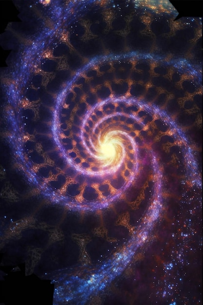 Foto eine spirale mit einem spiraldesign, auf dem „das universum“ steht