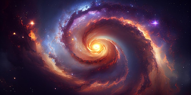 Eine Spiralgalaxie mit der Wortrotation auf der Unterseite