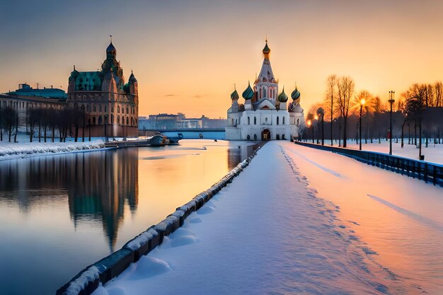 Eine Stadt im Schnee