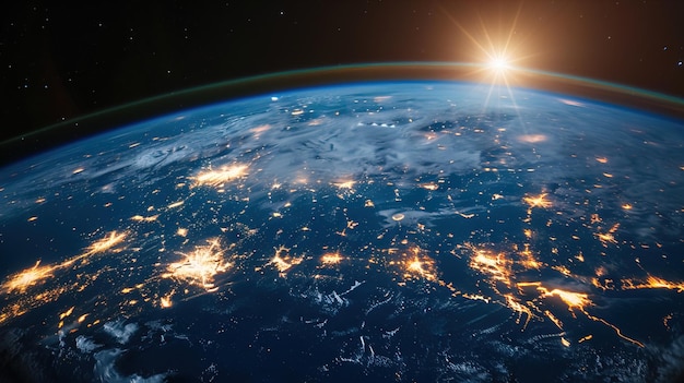 Foto eine stadt in der nacht mit sichtbaren stadtlichtern im hintergrund