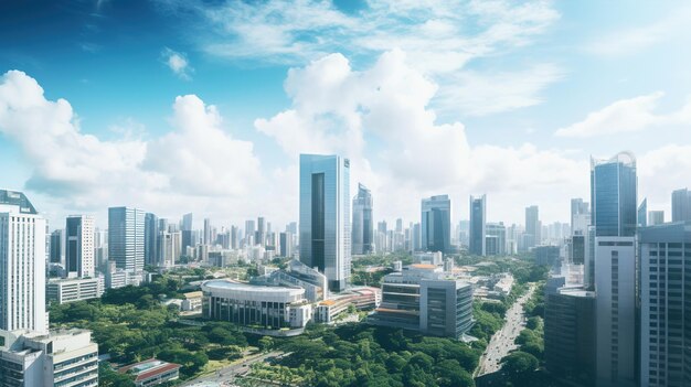 eine Stadt mit blauem Himmel und Wolken