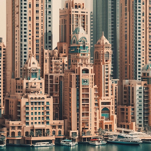 Eine Stadtansicht mit einem Gebäude und einem Gebäude mit einer Uhr darauf.