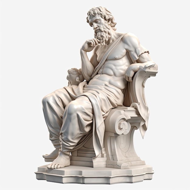Eine Statue des Philosophen isoliert auf weißem Hintergrund