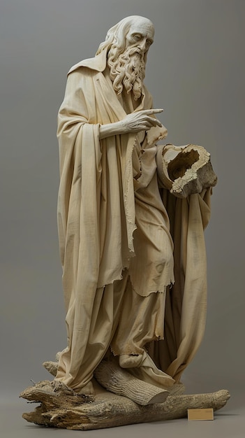 eine Statue einer Frau, die einen Topf mit einem Hut in der Hand hält