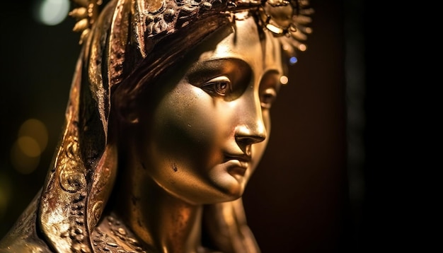 Eine Statue einer Frau mit einer Krone auf dem Kopf
