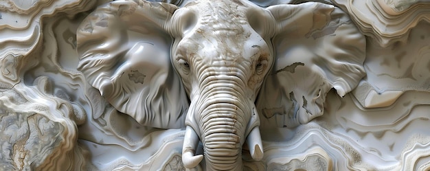 Foto eine statue eines elefanten mit aufgerolltem rumpf