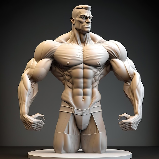 Foto eine statue eines mannes mit einer muskelfigur darauf