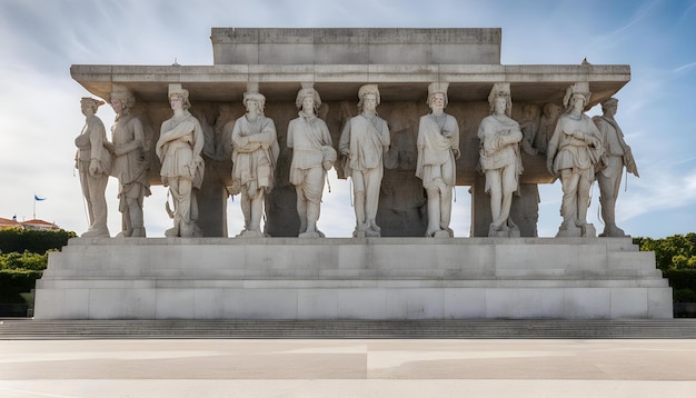 eine Statue von Männern vor einem Denkmal mit den Worten die Armee darauf