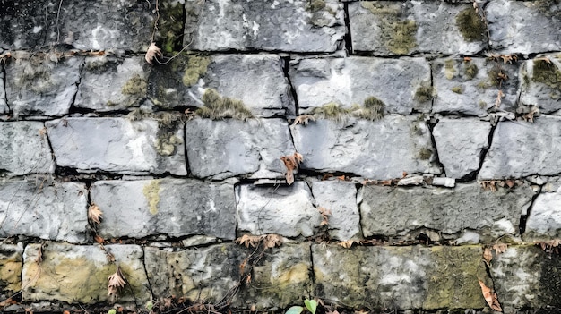 Eine Steinmauer, auf der Moos wächst