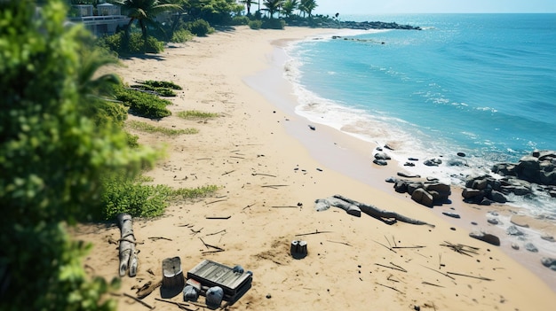 eine Strandszene mit einem Grill und einem Grill am Strand