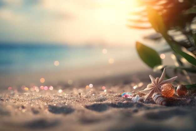 Eine Strandszene mit einem Seestern auf dem Sand