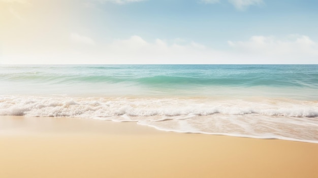 Eine Strandszene mit einer Strandszene und einem blauen Himmel mit Wolken