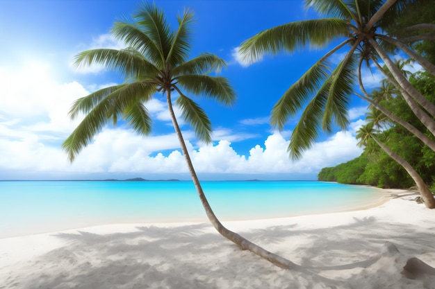 Eine Strandszene mit Palmen am Strand