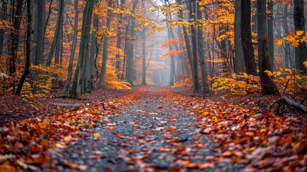 Foto eine straße durch einen dichten wald