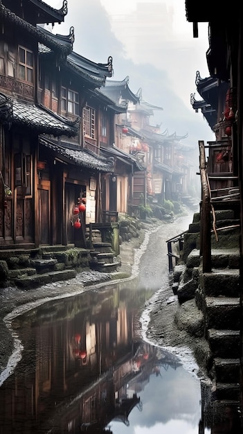 Foto eine straße im dorf lijiang