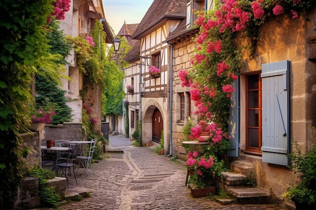 Eine Straße in der Altstadt einer Stadt.