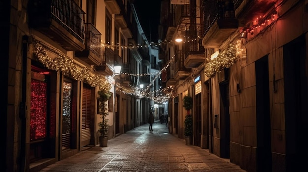 Eine Straße in der Stadt Toledo bei Nacht