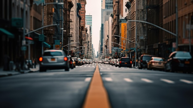 Eine Straße mit einer gelben Linie mit der Aufschrift „NYC“.