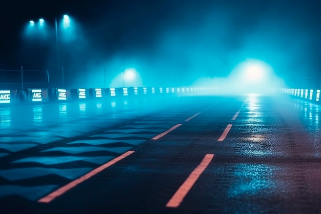 Eine Straße mit Licht und einem Auto darauf