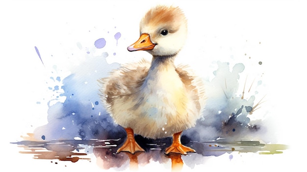 Foto eine süße kleine gans im aquarellstil