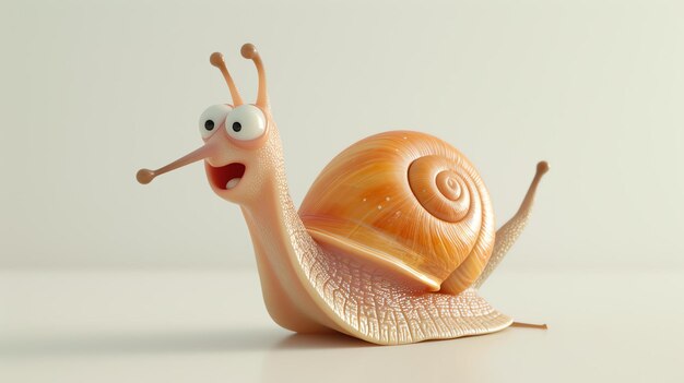 Foto eine süße und lustige cartoon-schnecke mit großen augen und einem überraschten gesichtsausdruck