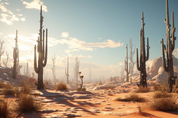 Foto eine surreale wüstenlandschaft mit saguaro-kakteen stan 00422 01