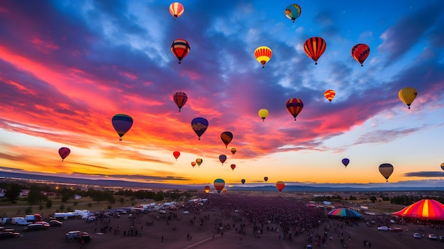 Eine Symphonie von Farben malte den Himmel während eines Heißluftballonfestivals