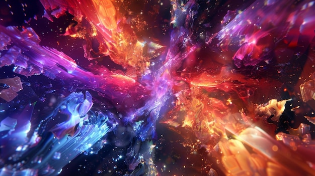 Eine Symphonie von Farben und Formen tanzt in einer faszinierenden holographischen Prisma-Explosion.
