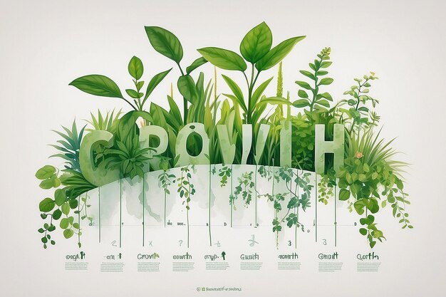 Eine Tabelle von Pflanzen mit dem Wort "Wachstum" darauf