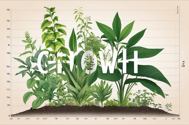 Eine Tabelle von Pflanzen mit dem Wort "Wachstum" darauf