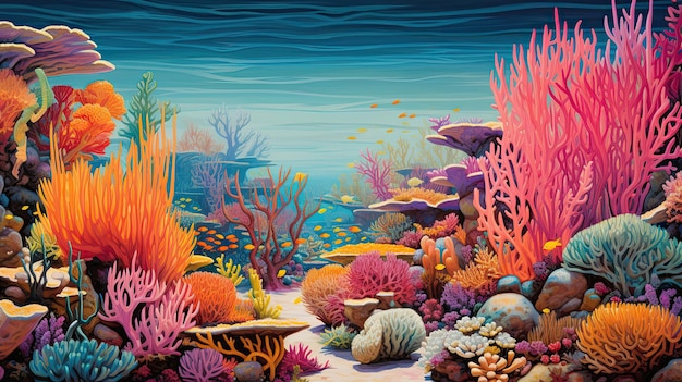 Eine tadellose Darstellung eines farbenfrohen Korallenriff-Ökosystems