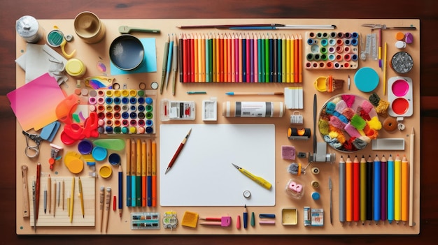 eine Tafel mit bunten Bleistiften und eine weiße Tafel mit einem Bleistift darauf.