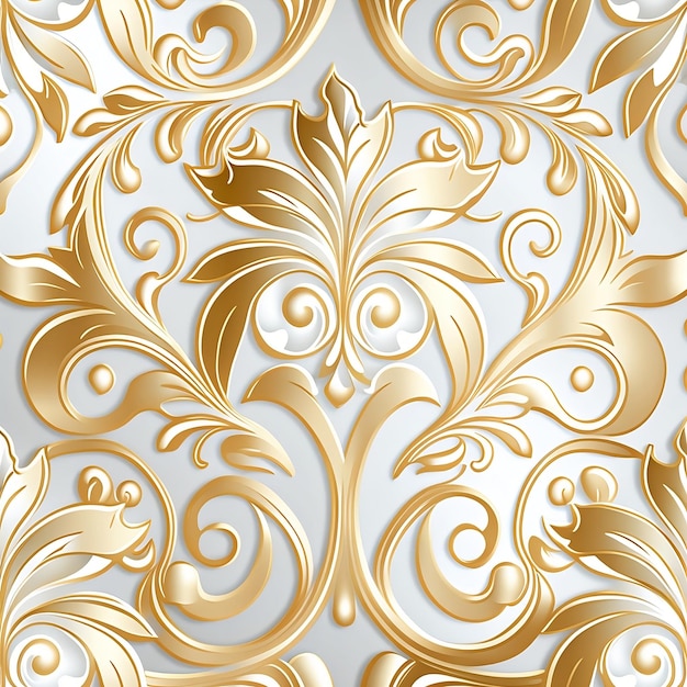 Eine Tapete mit goldenen und weißen Wirbeln.