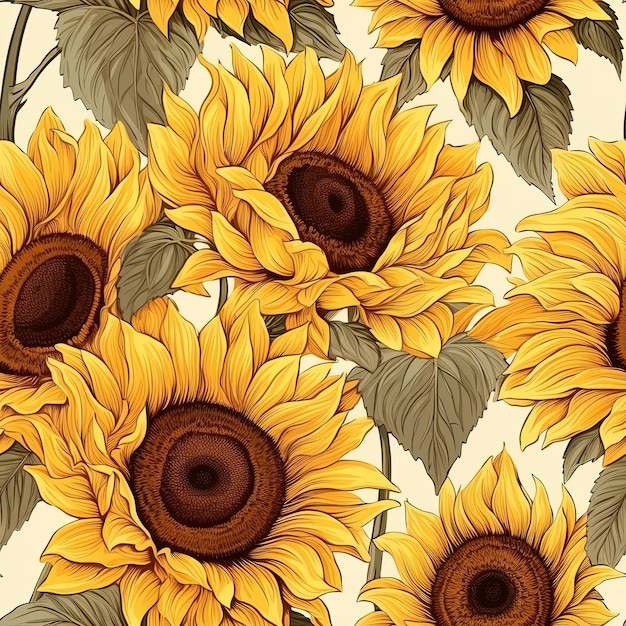 eine Tapete mit Sonnenblumen und den Sonnenblüten