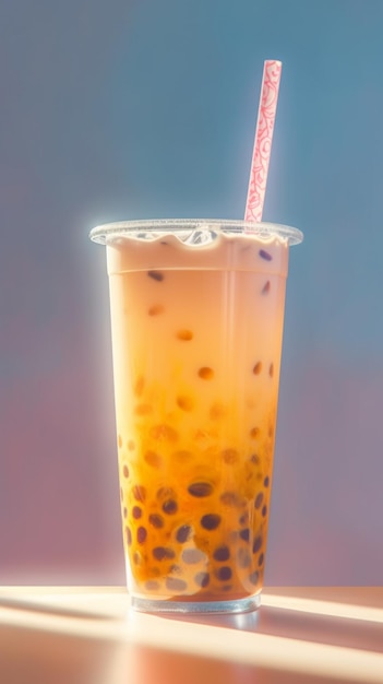 Eine Tasse Bubble Tea mit einem Strohhalm