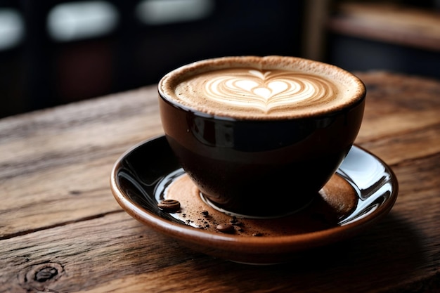 eine Tasse Cappuccino auf dem Tisch