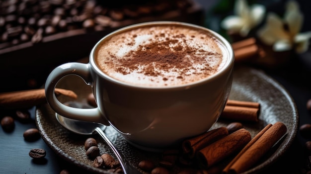 Foto eine tasse cappuccino wurde von der ki generiert